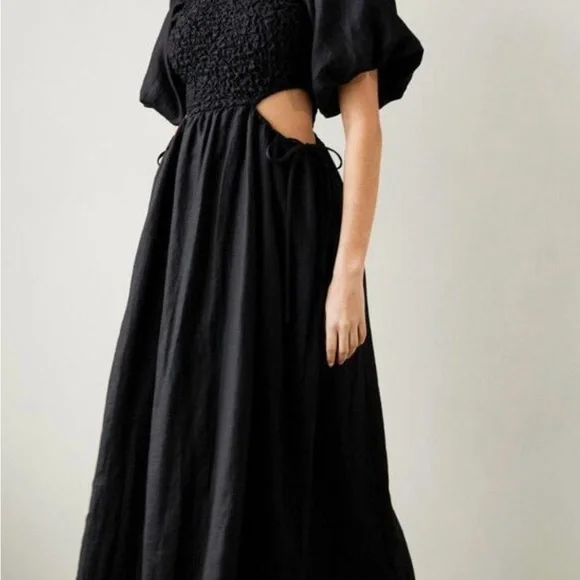 Elegant Black Cutout Midi Dress - Picture 3 of 8
